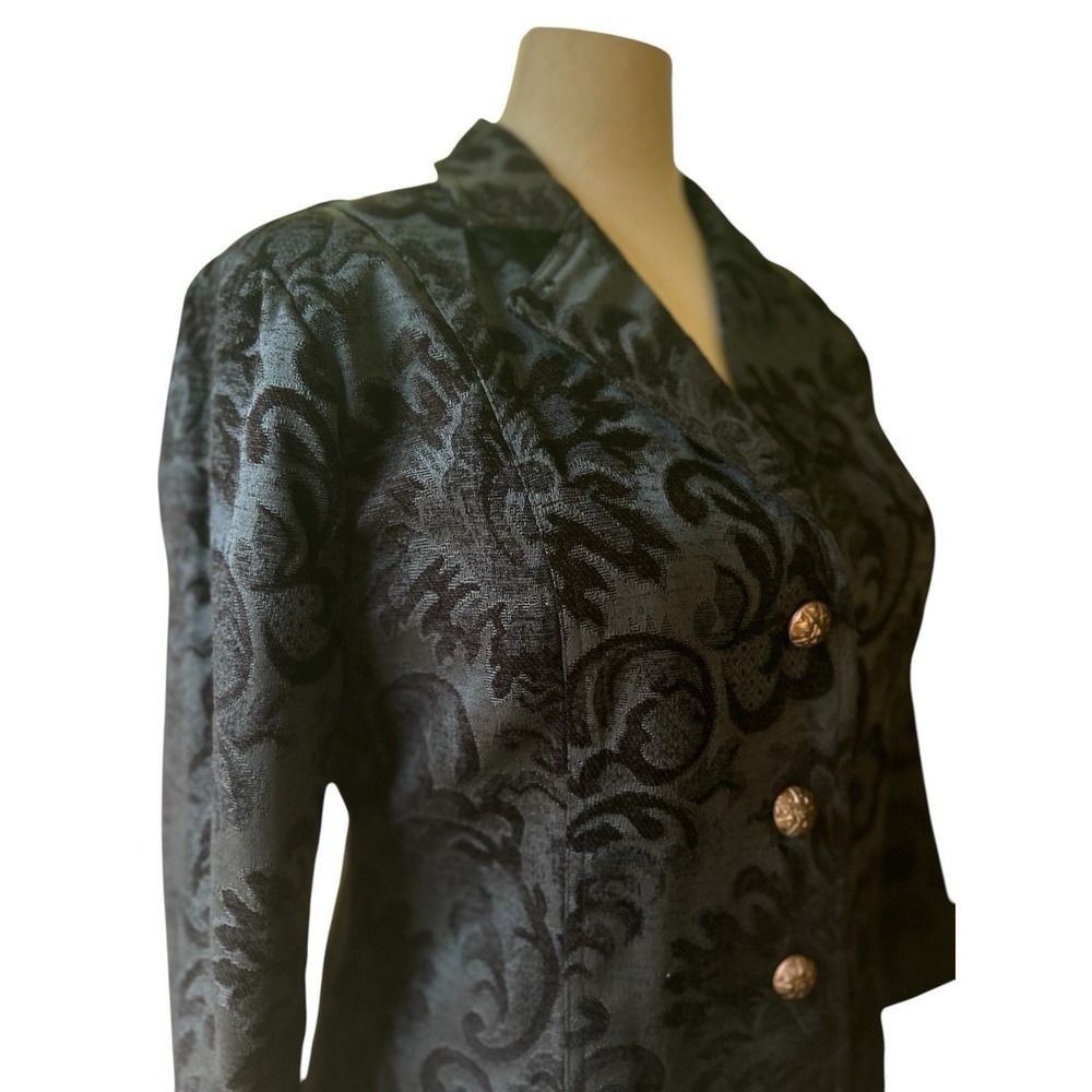 Erin London Black Velvet Damask Blazer Jacket SZ Large Victorian Dark Romantic - Picture 3 of 9